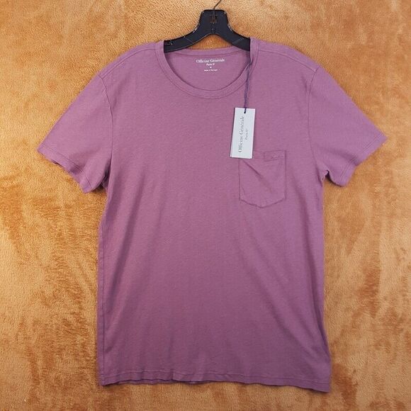 OFFICINE GENERALE Mens Shirt Small Plum Pullover Crew Pocket Tee $170 - Picture 1 of 7